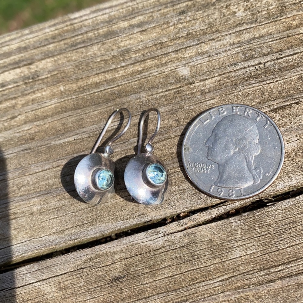 Dainty Blue topaz and sterling earrings